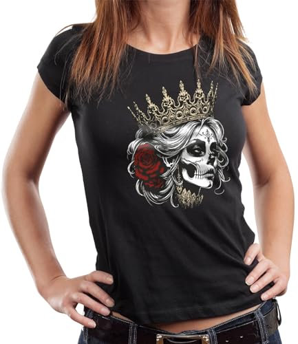 Gasoline Bandit Camiseta para mujer Lady Biker: Good Vibrations, Calavera Queen., XXL