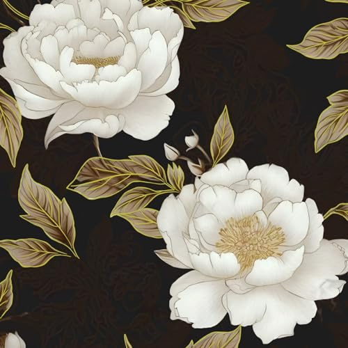 BOKEBEVE Leaf Wallpaper Peel and Stick Vintage Black Brown 17.5 x 118In