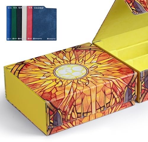 UAONO MTG Deck Box, 1800+ Card Storage Box mit sechs Kartenteilern magnetischer Verschluss Kartenhalter Passt für Magic Game Cards-Sun