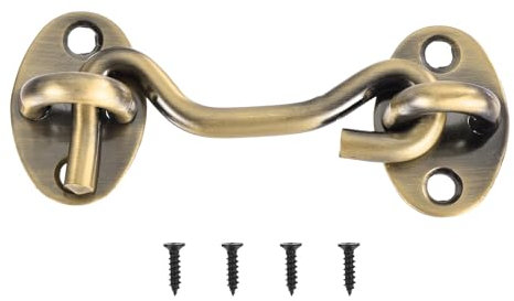 sourcing map 3 Inch Hook and Eye Latch, Barn Door Lock Privacy Hardware Stainless Steel Gate Lock for Window Cabin Hooks Sliding Door Bedroom Bathroom, Bronze