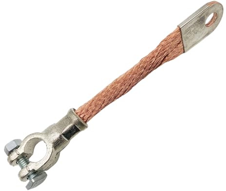 50mm² Querschnitt 380V / 250A Kupfer Batterie Masseband/Erdung rund/Rundband gedrillt verzinnt 150,200,250,300,350,400,450 oder 500 mm Polklemme 17mm (150mm)
