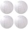 4er weiße Lampions Papier Laterne Ø 20cm 8 rund Ballform Lampenschirm,Bamboo Style Gerippter Lampenschirm Deko für Party Garten Hochzeit Dekoration