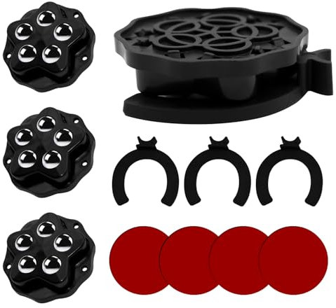 Piuluvor® 12 Stück Möbelrollen Klein, Rollen für Möbel Kugelrollen Selbstklebend Schwerlast Kugelrollen für Möbel 360 Grad mit 5 Stahlkugeln und 12 Dämpfungspad (Schwarz)