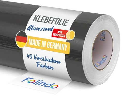 FOLINDO Möbelfolie selbstklebend Glanz Vinyl - langlebige Möbel Klebefolie 073 Dunkelgrau 5 m x 63 cm - Klebefolie Küche - selbstklebende Folie Möbel - moderne Schrankfolie versch. Größen