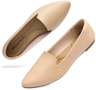 DREAM PAIRS Ballerine Punta Donna Lavoro,Nudo,39