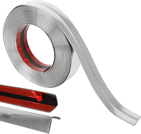 Zierleisten Selbstklebend 10M*4CM Wandleisten Selbstklebend, Spiegelstreifen Kantenschutz, Selbstklebend Tischkantenschutz, Chromleiste für Wand Zierleiste automatische Verkleidung (Silber)