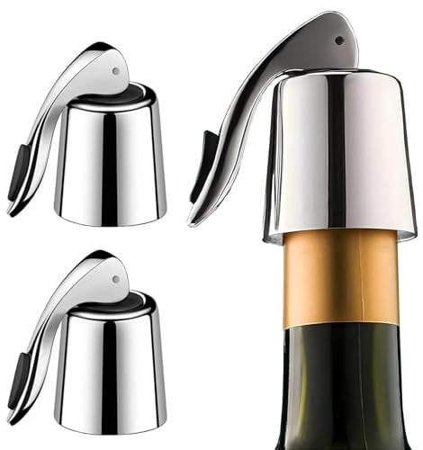 Weinflaschenverschluss 2 Stück, Edelstahl Weinverschlüsse Flaschenverschluss Verbessertes Pleuel, verstärkt, wiederverwendbar hält Wein frisch, Geschenkidee für Weinliebhaber(Wine Stopper Silber)
