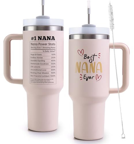 VoziSpace Best Nana Ever Tumbler with Handle 40oz Grandma Gifts – Grandma Coffee Mug from Grandkids - World's Best Nana Gifts for Birthday Christmas Mother’s Day