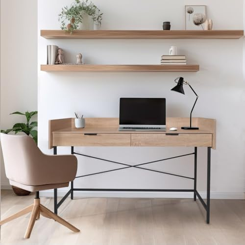 WEBER INDUSTRIES Schreibtisch Campus 123 x 54 cm / Dekor Eiche gebleicht und Metall schwarz