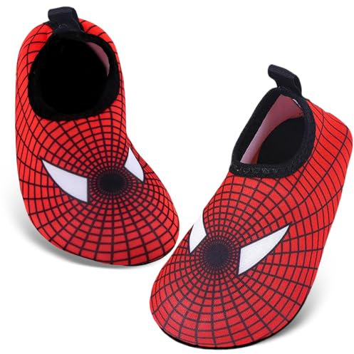 dellyy Zapatos Piscina Niño, Escarpines Agua Niña, Zapatillas Piscina (Rojo Araña, Niño (2-5 años), Hombre, 26, Números, Sistema tallas calzado EU, mediano)