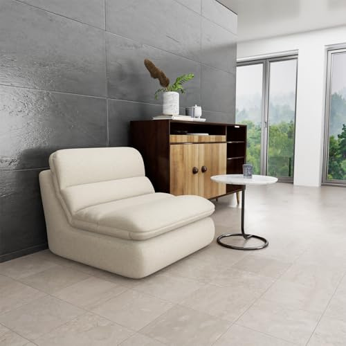 AnYu Furniture Puf Sofá de Suelo, Silla de Suelo con Respaldo, Sofá Perezoso de Compresión de Una Pieza Relleno de Espuma, Cómodo Sofá de Suelo para Salón Dormitorio (Beige)