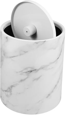 GALPADA 12l Swing Lid Garbage Can Marble Texture Plastic Kitchen Waste Bin for Bathroom Living Room Home Office