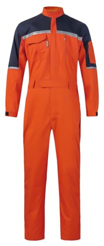 KTWOLEN Mens Work Overalls Garages Coveralls Mechanics Boiler Suit Zip Front Coverall Workwear Boilersuit Warehouse Home DIY Coveralls, Orange+Blue, S