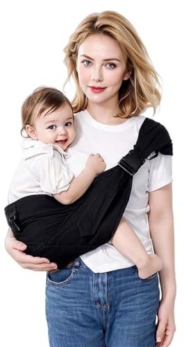 JOYNCLEON Baby Carrier Sling Newborn to Toddler Carrier,Side Toddler Carrier with Extra Wide Cozy Strap, Adjustable Ergonomic Baby Carrier for 0-36 Months,Breathable Summer Baby Wearing（Black