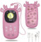 64Go Lecteur MP3 pour Enfants Bluetooth avec Casque Haut-parleurs avec Radio FM, Enregistrements, Alarme, Podomètre, Chronomètre, Prise en Charge Jusqu'à 128 Go