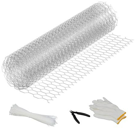 Relaxdays Malla Gallinero, 40 cm x 5 m, Rejilla Vallas Fina de 15 x 25 mm, Alambrada Conejera y Corral, Acero, Plateado