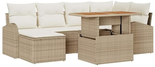 vidaXL Garten-Sofa-Set 7 STK. Beige Poly Rattan