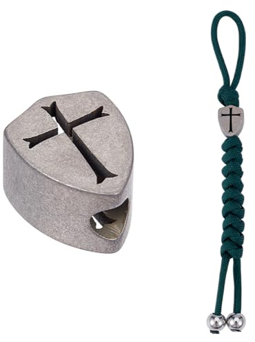 nbeads Lanyard Perlen Aus Kreuzlegierung, Titan Lanyard Perlen Schild Mit Kreuz Abstandshalter EDC Anhänger Perlen Für Lanyard Schlüsselanhänger Armband, Platin Farbe