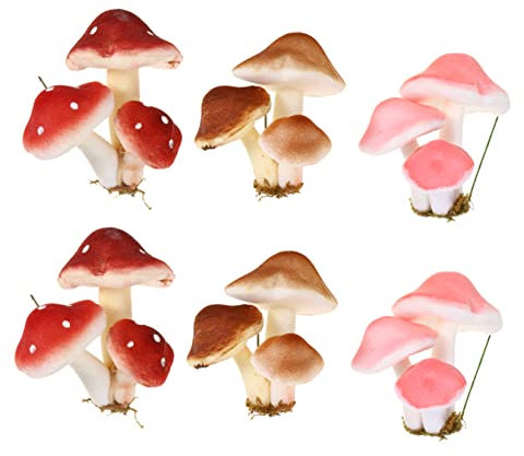 Yardenfun 6Stücke Teiliges Simulations Pilze Ornamente für Gartenlandschaft Deko mit Weißen für Heimdekoration und Miniaturgärten