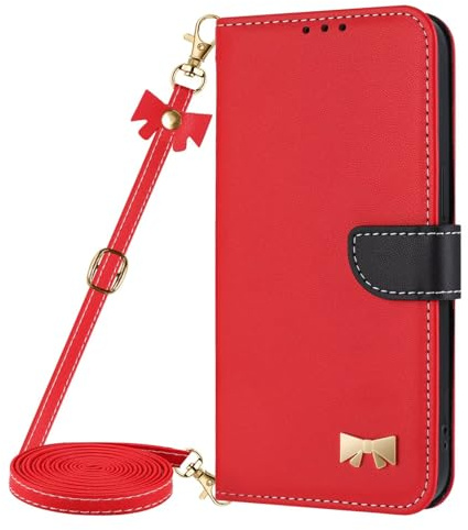 Coque avec Cordon pour iPhone 14 Plus/iPhone 15 Plus,Coque Etui avec Porte Carte à Rabat Clapet Portefeuille en Cuir Pochette Antichoc Flip Case Étui Cover Housse Protection Complète Coque,Rose