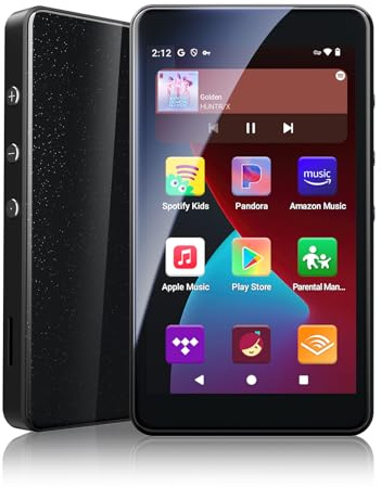 PECSU 96GB Android 14 Mp3 Player, 4 Touch Screen Mp4 Player for Kids, Preinstalled Spotify, Play Store, Amazon Music, Audible, Libby, Parental Control, Eye-Care Mode, 2000mAh (Space Black)