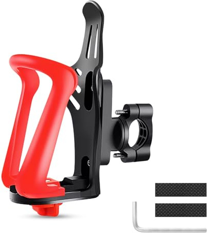 Flaschenhalter Fahrrad Universell, Verstellbarer Getränkehalter mit 360° Drehbarer Halterung für 55-75mm Flaschen, Für MTB, Rennrad, E-Bike, Motorrad und Kinderwagen