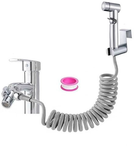 Toilet Bidet Sprayer Head Bathroom Cloth Diaper Washer with 2 Way Shower Diverter, Hand Shower Holder 59 Telescopic Hose for Personal Hygiene, Toilet Cleaning, Pet Bath