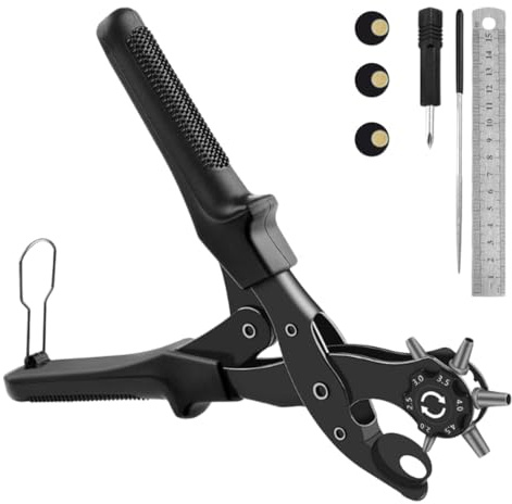 WEGLOK Pinza Fustellatrice Rotante, Pinza Buchi Cintura, Buca Cinture, Fustellatrice Cuoio, Fora Cintura per Cinture, Pelle, Braccialetti, Carte, Borse, ecc.