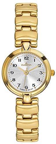 DUGENA Damen-Armbanduhr 2009221 Schmuckband, Quarz, silbernes Zifferblatt, Edelstahlgehäuse, Mineralglas, Edelstahlarmband, Drückerfaltschließe, 3 bar
