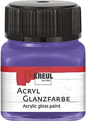 KREUL 79225 - Acryl Glanzfarbe, 20 ml Glas in violett, glänzend-glatte Acrylfarbe zum Anmalen und Basteln, auf Wasserbasis, speichelecht, schnelltrocknend und deckend