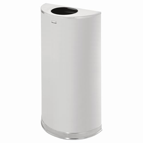 Rubbermaid Commercial Products Half Round Stahl Mülleimer – 45L Edelstahl – Offener Abfallbehälter für Hotel Lobby Waschraum und Empfangsbereiche – FGSO12SSSPL