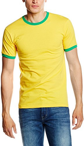 Fruit of the Loom Men's Ringer Premium T-Shirt, Sunflower/Kelly Green, Large