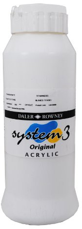 Daler-Rowney System3 Acrylic Paint, Plastic Pot, 33.81oz - 1L, Titanium White