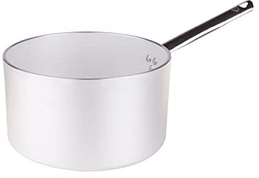 Pentole Agnelli Linea Alluminio 2 mm Casseruola Cilindrica Alta Radiante con Manico Inox, Argento, 20 cm