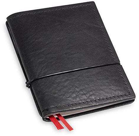 X17-A7 Notizbuch/Personal Organizer | 9 mm dünn | 9 mm dünn schwarz, aus Leder. Nachfüllbar. Notizheft (blanko) mit Doppeltasche, Made in Germany.