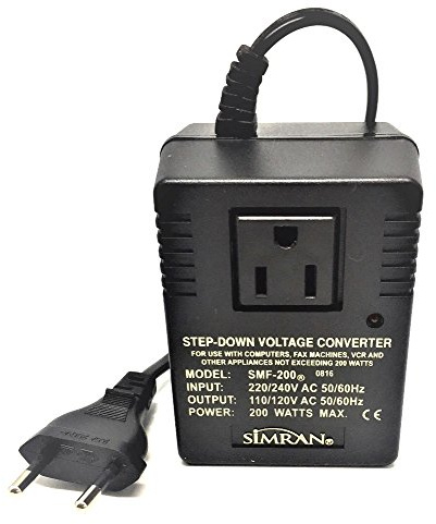Simran SMF-200 Deluxe 200 W Step Down Voltage Converter for International Travel to AC 220V/240V Countries, Ideal para portátiles, cámaras, iPhones, Blackberry, iPods, etc