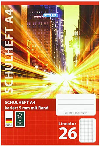 STYLEX 29826 Schulheft mit tollen Tiermotiven, Verschiedene Lineaturen, DIN A4, 16 Blatt
