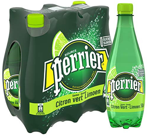 Perrier- Agua con Gas - Sabor Lima Limón - Zero Azucar- 6 Botellas de 500 Ml