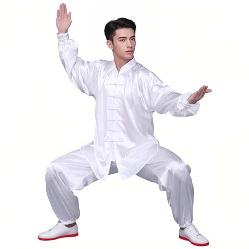 Andux Chinese Traditional Tai Chi Uniforms Kung Fu Clothing Unisex SS-TJF01 White (XL)
