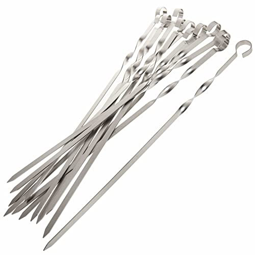 SIDCO Schaschlikspieße Edelstahl 12 x Spieße Fleischspieße Grillspieß Schampura 45 cm