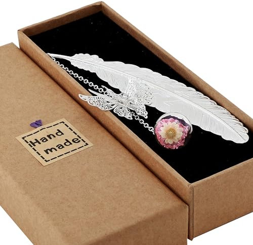 Toirxarn Metall Feder Lesezeichen mit Schmetterling Kristall Anhänger - Personalisiertes Geschenk für Mädchen, Frauen, Mütter, Schwestern, Lehrer und Buchliebhaber - Ideal für Muttertag und Geburtstag