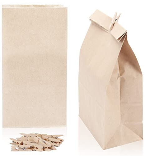 Geschenktüten Weihnachten, 24 Papiertüten Braun, Weihnachtstüten zum Befüllen, Geschenk Tüten für Plätzchentüten, Brottüten Papier, Kekstüten Weihnachts Mitgebsel Süßigkeiten Party