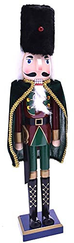 BAKAJI Soldato Schiaccianoci di Natale in Legno Gigante Altezza 106 cm Abiti Dipinti Barba e Capelli in Peluche con Meccanismo Funzionante Decorazioni Natalizie (Design 7)