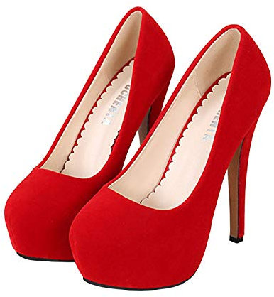 YUANZHOU High Heels 14CM wasserdichte Plattform Stiletto Model Catwalk Schuhe Bankett Party Schuhe,Red-46