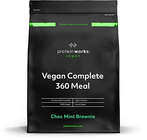 Protein Works - Vegan Complete 360 Meal, Award-Winning Meal Replacement, Tri-Protein Blend, Premium Plant-Based Ingredients, Essential Vitamins & Minerals, Choc Mint Brownie, 10 Meals, 1kg