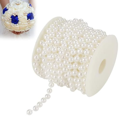 Perlengirlande Weiss, 10m Pearl Kette Perlenkette Deko, Perlenband Perlenkette Perlengirlande Hochzeit Perlenschnur Für Vorhänge Aus Perlen Dekoration Zum Basteln