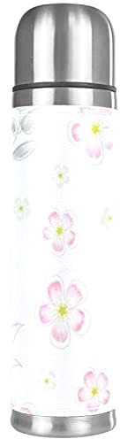 Double Layer Stainless Steel Vacuum Insulation Cup Vintage Small Floral Water Bottle 500 ml/17 oz Thermos Mug for Gym Travel Office School