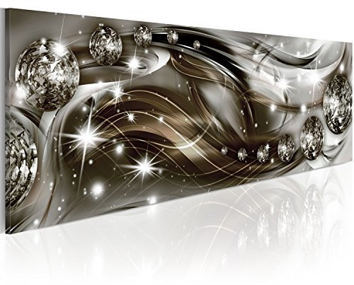 B&D XXL - Tableau décoratif abstrait 90x30 cm - Impression sur toile colorée - Décoration murale pour salon et chambre - Gris - Abstraction lueur vagues figures géométriques moderne a-A-0185-b-d