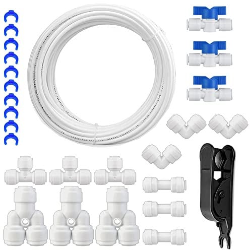 HUAZIZ 10 Meter Universal Anschluss-Set,RO Water Filter Fitting,für 1/4 Zoll Schlauch, Kühlschrankschlauch, Wasserschlauch (Y + T + I + L Typ + Absperrventil)