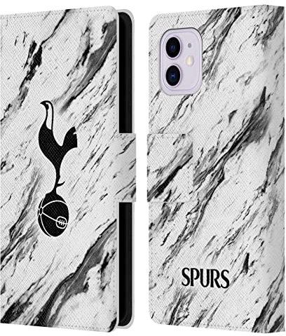 Head Case Designs Officially Licensed Tottenham Hotspur F.C. Black And White Marble Badge Leather Wallet Case Compatible With Apple iPhone 11